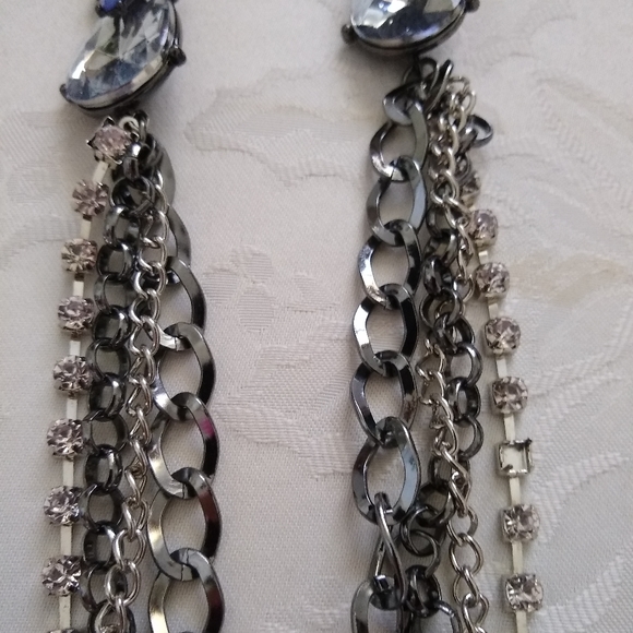 Statement multi strands layered chain lavender crystals silvertone - Picture 9 of 9